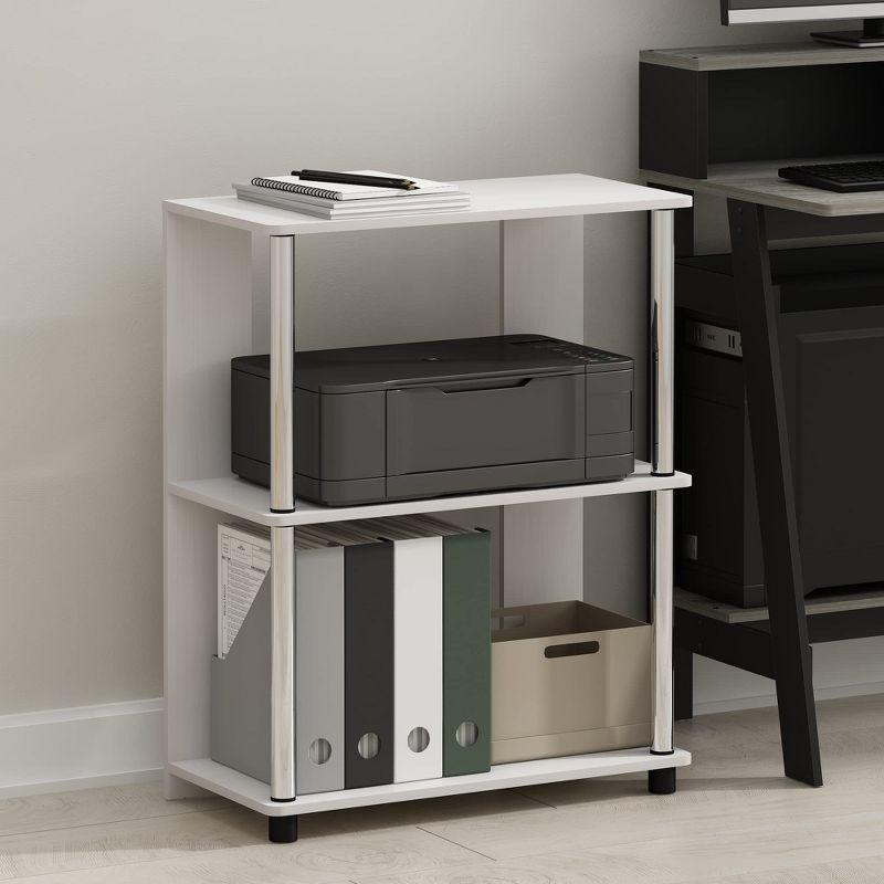 Furinno Simple Design 3-Tier Decorative Bookshelf Industrial Open Bookcase Display Shelf Storage Rack,White Oak