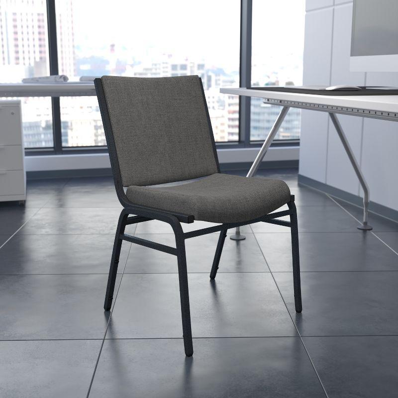 Gray Fabric Armless Stacking Reception Chair with Steel Frame