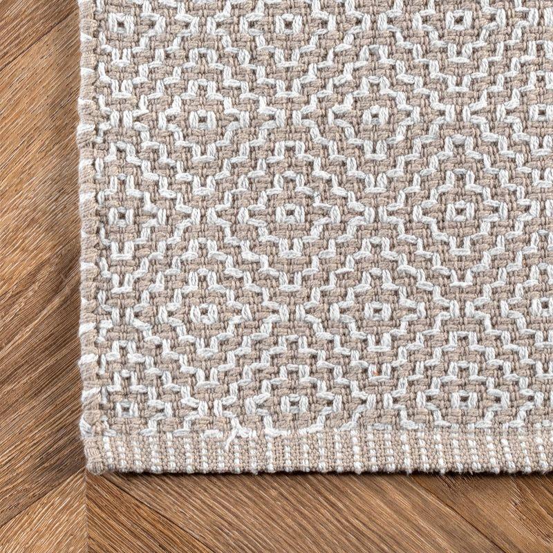 3'x5' Cotton Hand Loomed Lorretta Area Rug Taupe - nuLOOM: Geometric Flat Pile, Handmade Indoor Decor