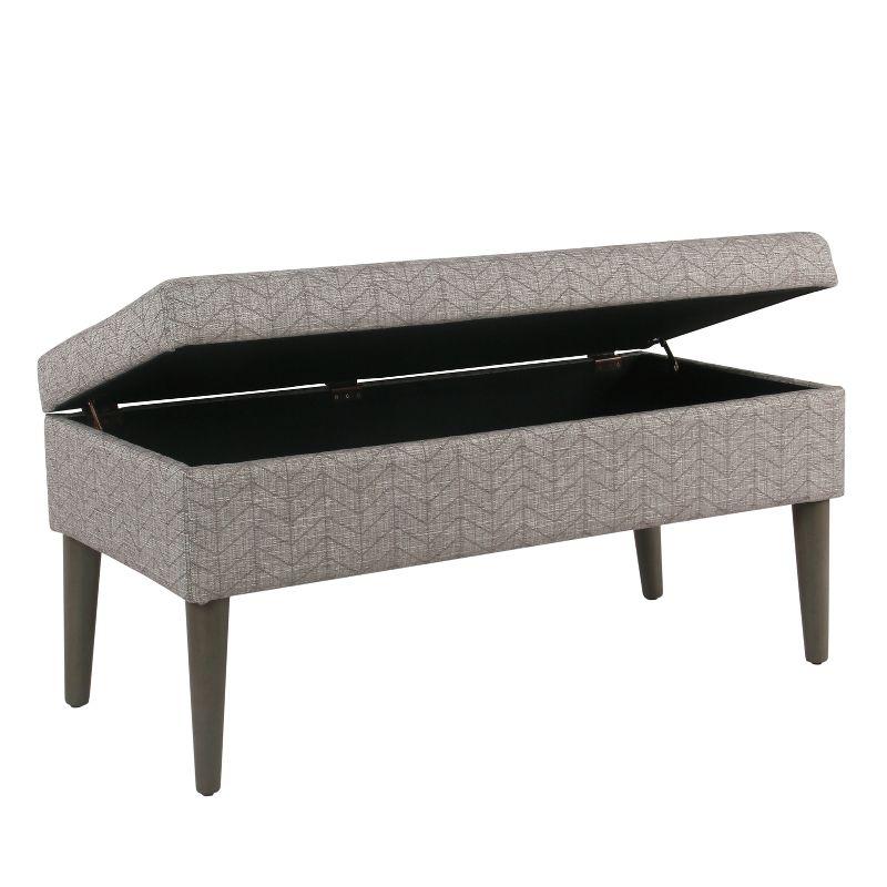 Mid Century Storage Bench Textured Gray - HomePop: Cushioned, Hinged Lid, Solid Wood Legs