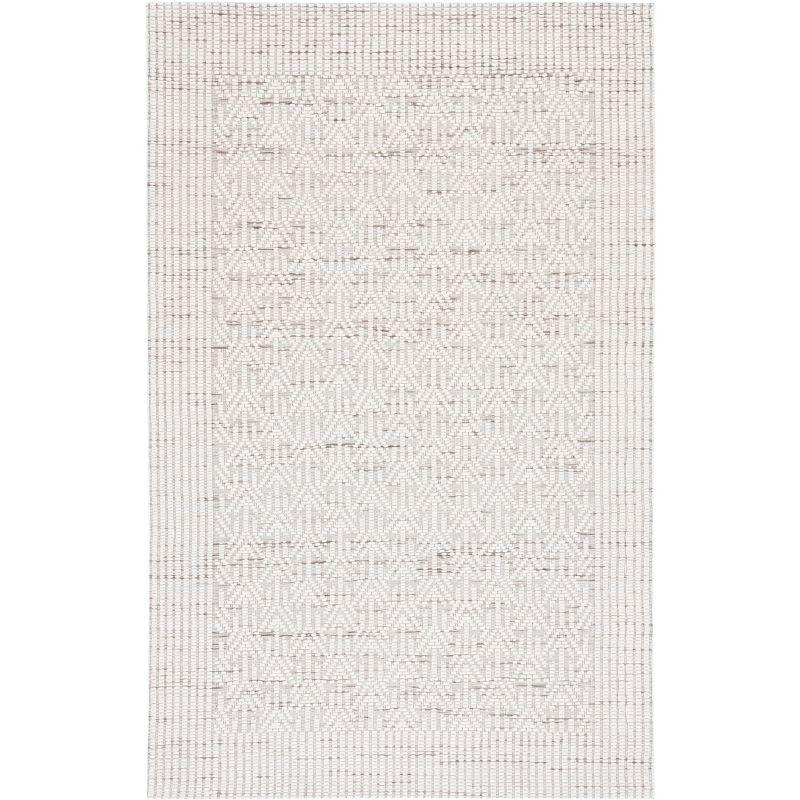 Ivory Beige 5' x 8' Flat Woven Wool Area Rug