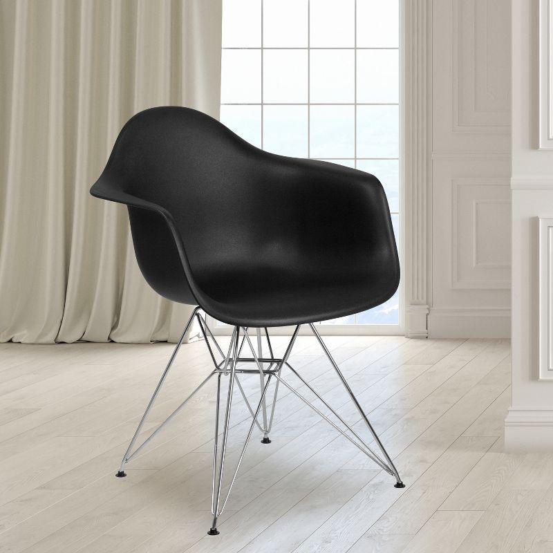 Flash Furniture Alonza Series Plastic Chair with Arms and Chrome Base