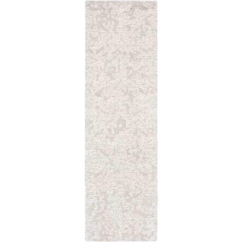 Light Gray Floral Hand-Tufted Wool Runner Rug