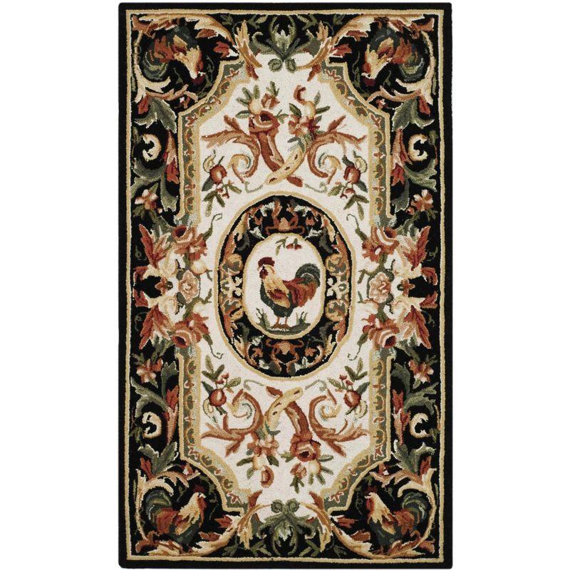 Chelsea HK48 Hand Hooked Accent Rug - Ivory/Black - 2'9"x4'9" - Safavieh.