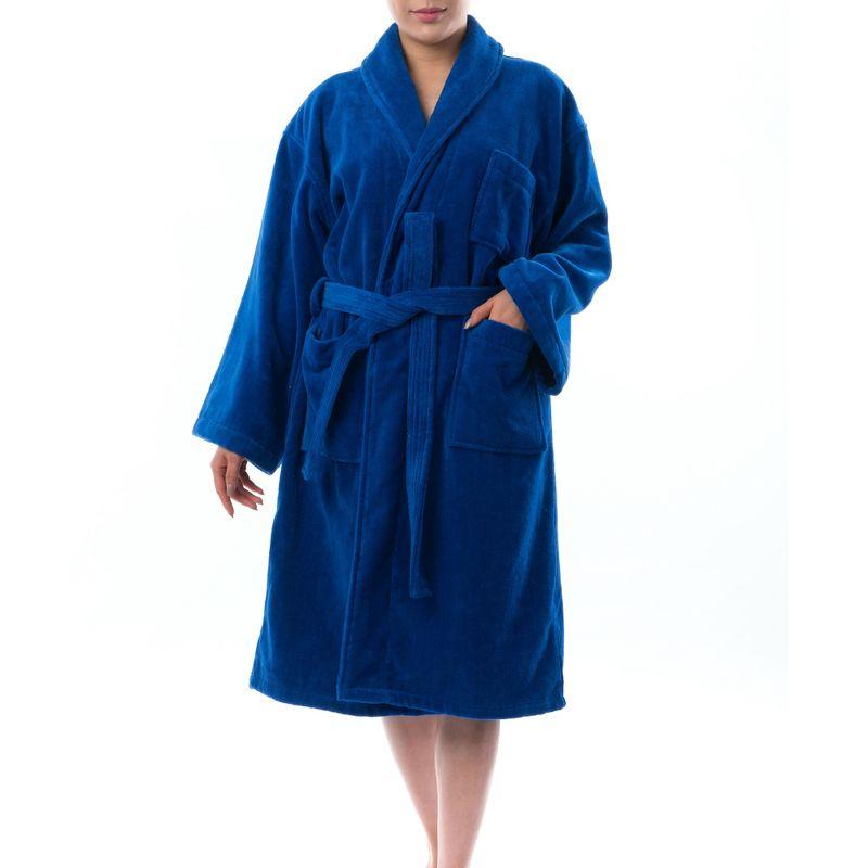 Alpine Swiss Blair Womens Cotton Terry Cloth Bathrobe Shawl Collar Velour Spa Robe BLU SM
