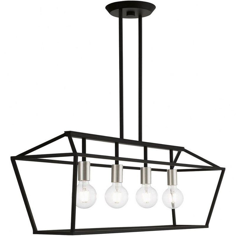 Devone 4-Light Black and Brushed Nickel Linear Chandelier