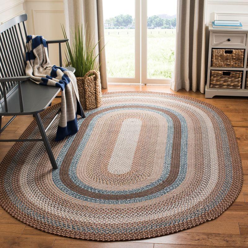 Braided BRD313 Hand Woven Area Rug - Brown/Multi - 6'x9' Oval - Safavieh.