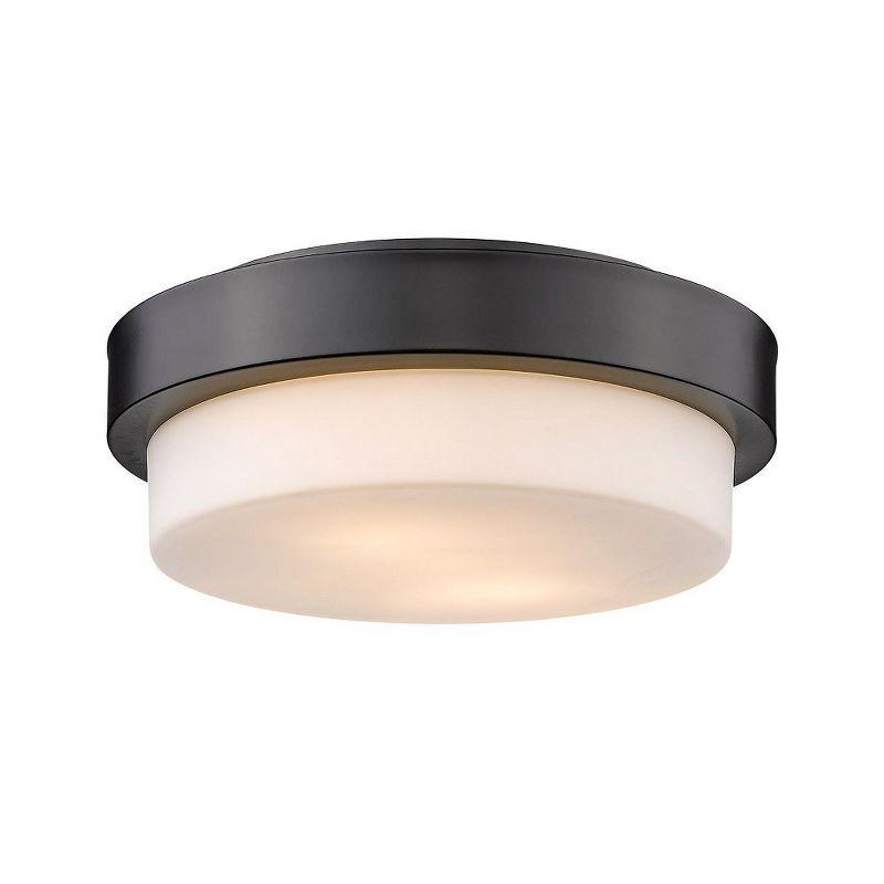 Matte Black Glass Drum Indoor/Outdoor Flush Mount