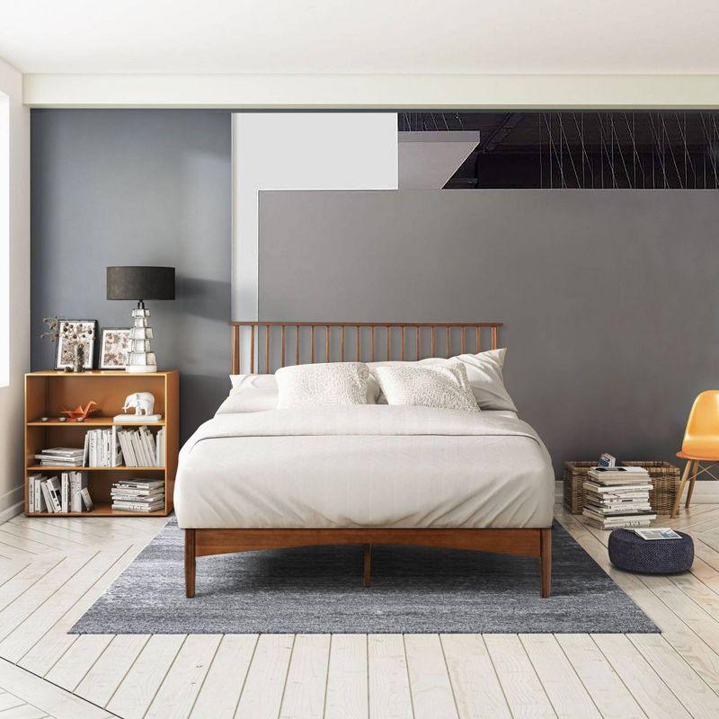 King Linda Wood Platform Bed Frame Brown - Zinus: Solid Pine, No Box Spring Needed, Easy Care