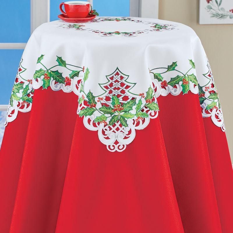 The Holiday Aisle® Embroidered Holly Berry Intricate Cutouts Holiday Table Linens