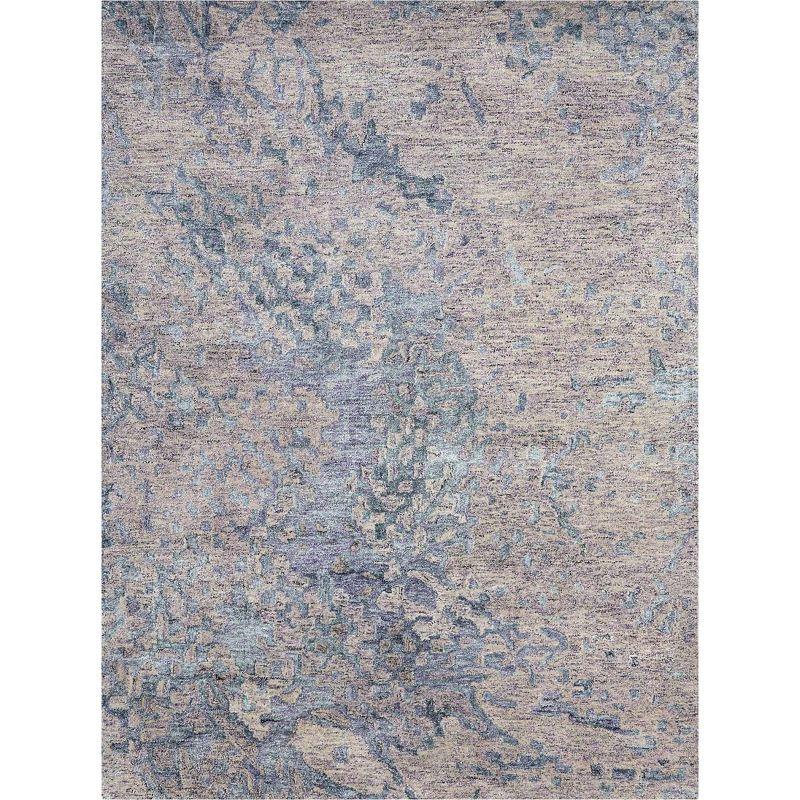 Sapphire Blue and Taupe Abstract Wool Viscose Area Rug