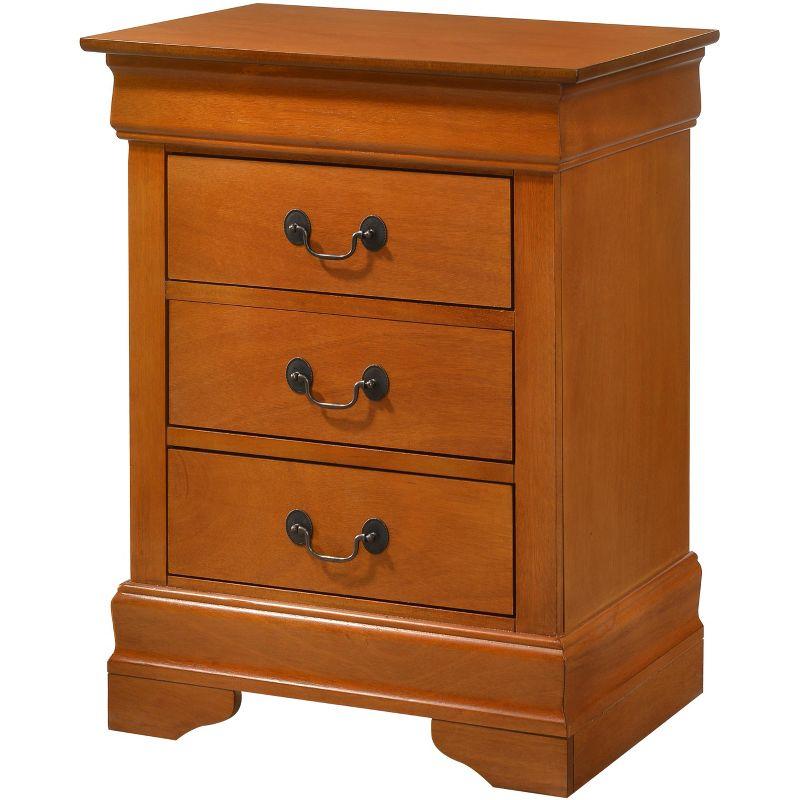 Louis Philippe Oak Finish 3-Drawer Nightstand with English Dovetail