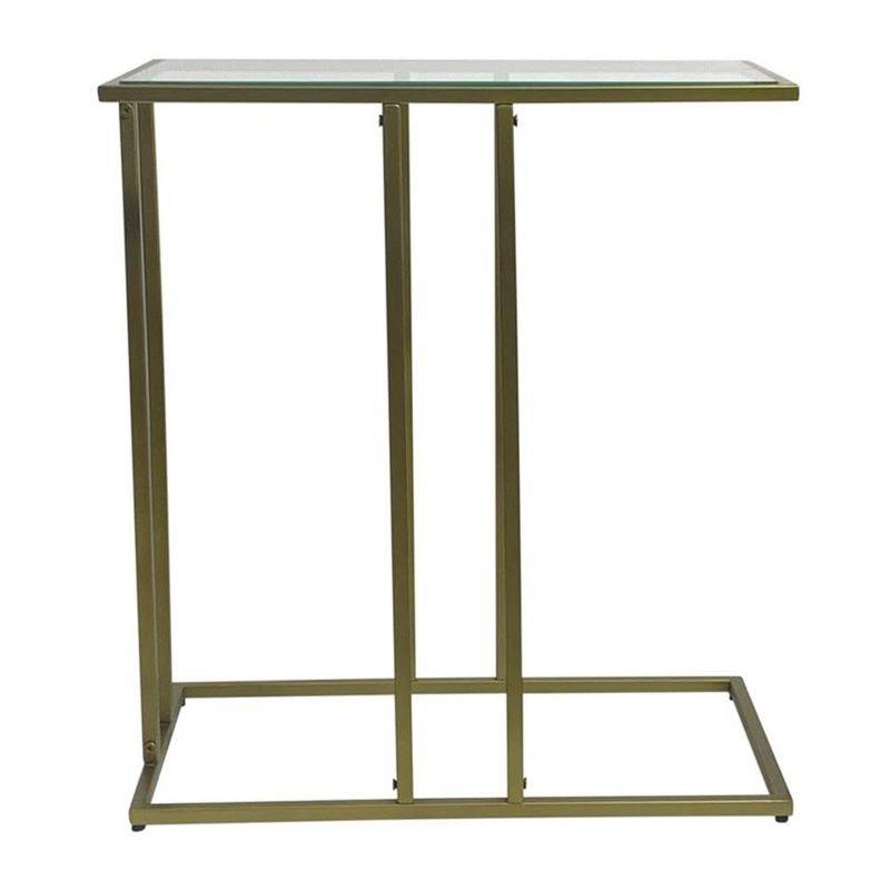 Carolina Living Serena End Table - Tempered Clear Glass - Antique Gold