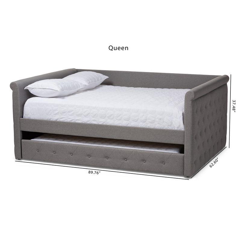 Queen Alena Daybed with Trundle Gray - Baxton Studio: Contemporary Upholstered Bedroom Furniture