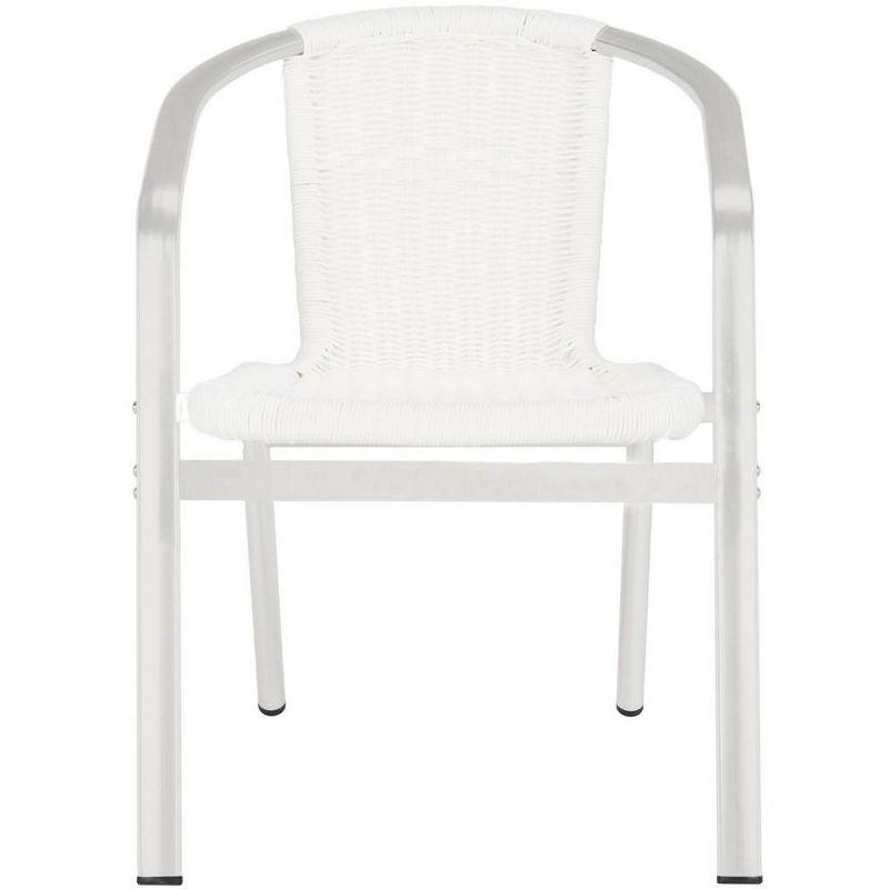 Chic White Transitional Wicker and Aluminum Arm Chair (Set of 2)