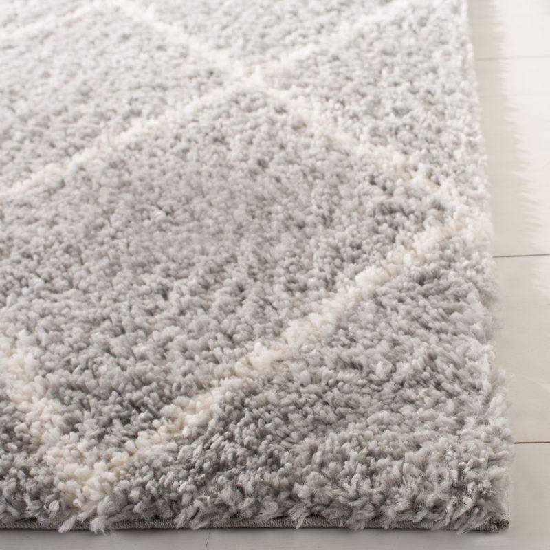Parma Shag PMA515 Power Loomed Indoor Runner Rug - 2'3"x11' - Grey/Cream - Safavieh