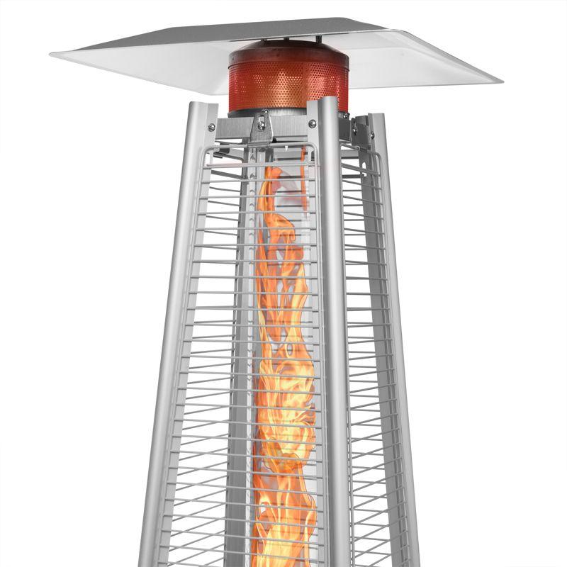 Casafield Outdoor Pyramid Patio Heater with Dancing Flame and Wheels in Mocha, Uses Standard 20lb LP Propane Gas Tank