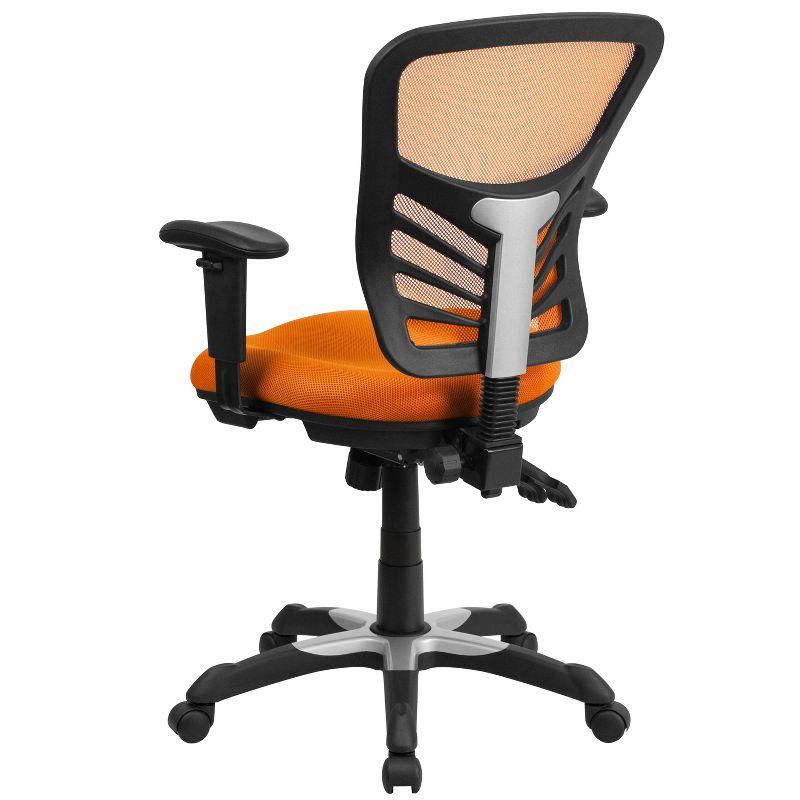 Orange Mesh Mid-Back Executive Swivel Chair with Adjustable Arms