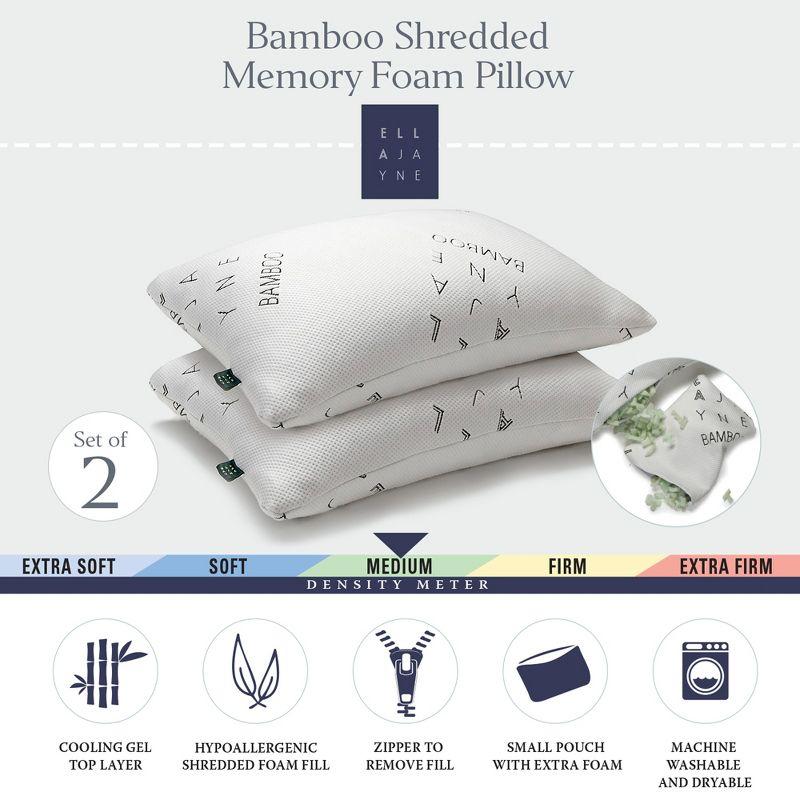 Standard White Bamboo Memory Foam Hypoallergenic Pillow Set