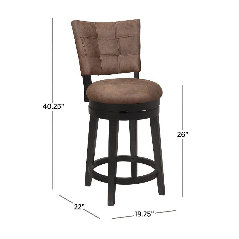 26" Kaede Wood and Upholstered Swivel Counter Height Barstool Black/Chestnut - Hillsdale Furniture: Matte Finish, Polyester, Foam Filled