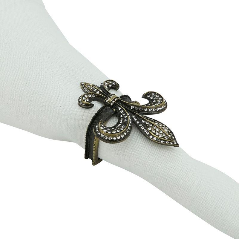 Saro Lifestyle Napkin Holder Rings With Fleur-de-Lis Design (Set of 4)