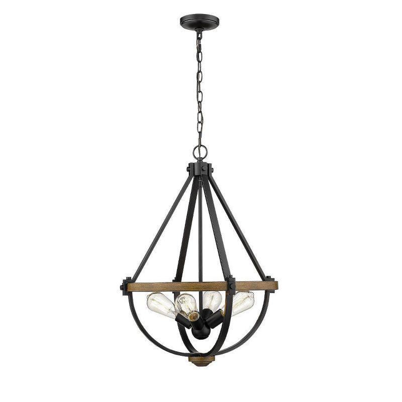 Millennium Lighting Ellijay 4 - Light Pendant in  Matte Black/Wood Tone