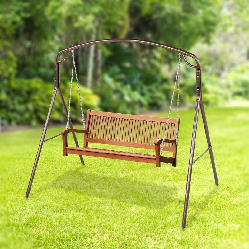Woodlawn Easy to Assemble Patio Swing Frame with Steel Tubing and Powder Coated Finish for Garden, Lawn, Patio, and Porch Swings, Bronze