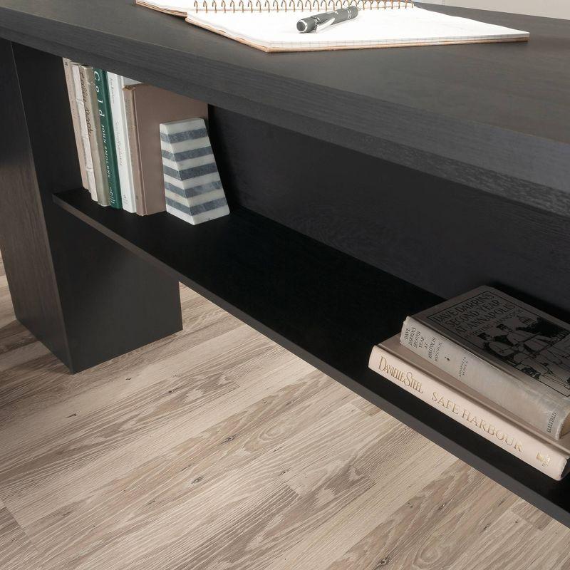 Sauder Dawson Trail Modern L Shape Desk Raven Oak: Home Office Furniture with File Drawer & Cord Management