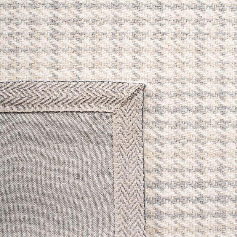 Elegant Gray & Ivory Handwoven Wool Square Rug - 6' x 6'