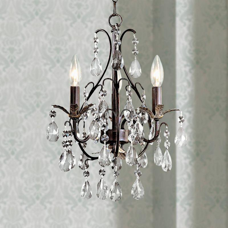 Castlewood Walnut and Silver Crystal Mini Chandelier, 3-Light