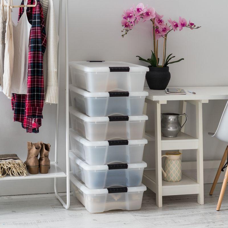 Clear Stackable Plastic Storage Bins with Lids, 6 Piece Set