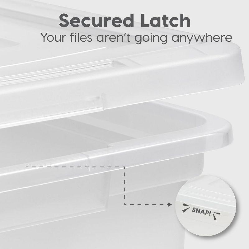 IRIS USA 35 Qt. 4Pack File Box File Organizer Plastic File Box for Letter/Legal File, BPA-Free Plastic Storage Bin Tote Organizer, Clear