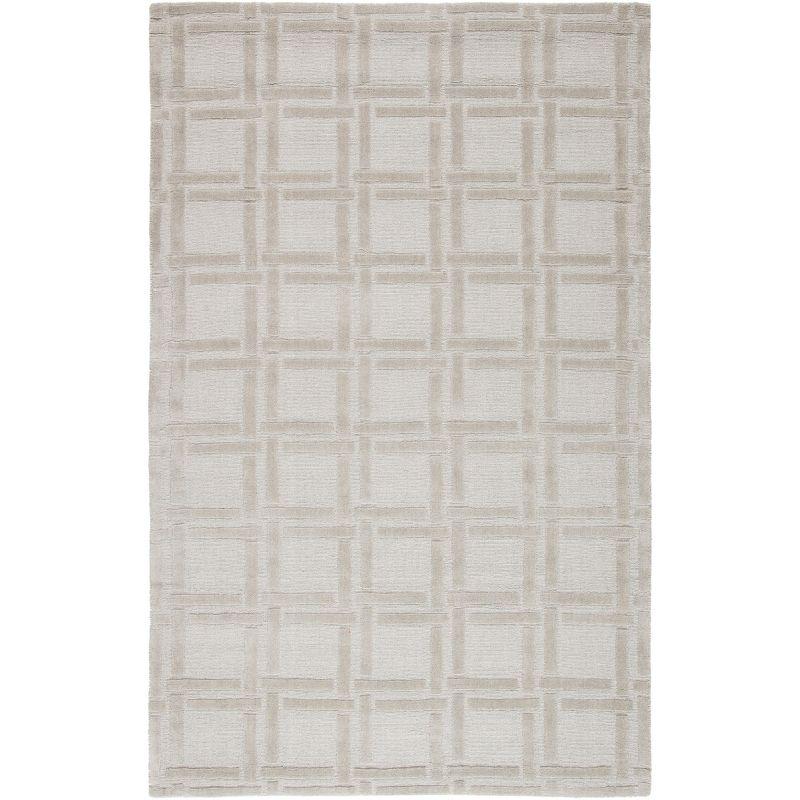 Handmade Gray Wool Geometric Area Rug, 5' x 8'