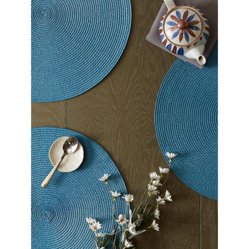 DII Solid Woven Placemat Set 6 Piece, Storm Blue, 15" Dia
