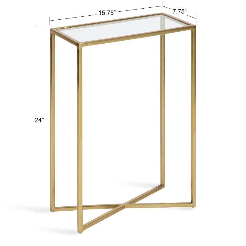 Elegant Gold and Glass 18.5" Slim Rectangular End Table