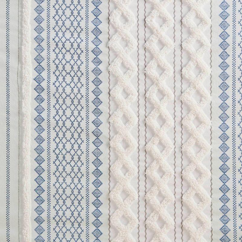 INK+IVY Imani 100% Cotton Printed Shower Curtain with Chenille