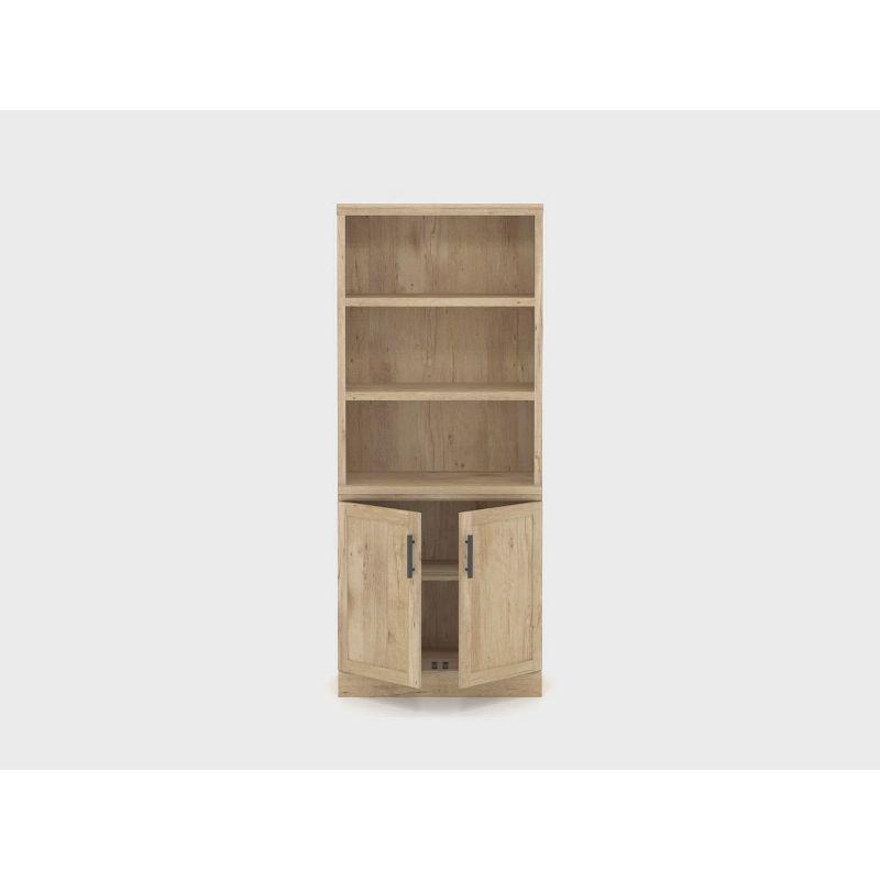 Sauder 70.866" Aspen Post Library Bookcase Prime Oak: Laminated Adjustable Shelves, MDF Frame, Metal Hardware