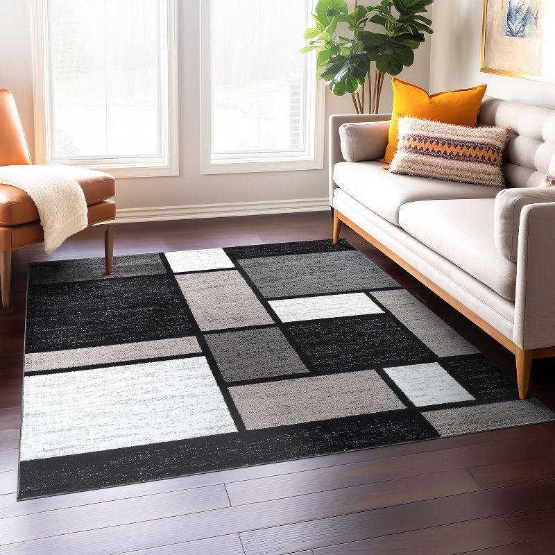 World Rug Gallery Contemporary Modern Boxed Color Block Area Rug