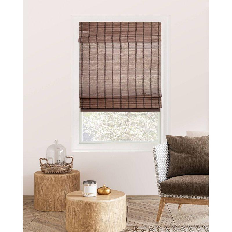 32"x64" Chicology Light Filtering Bamboo Roman Shade Bear Brown
