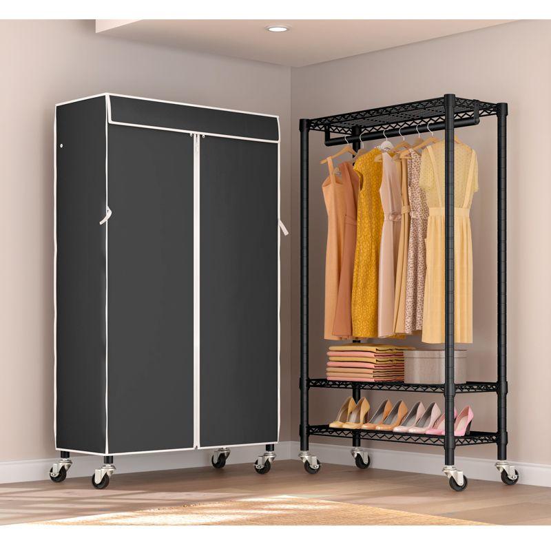 VIPEK R1C Rolling Clothes Rack with Cover Portable Freestanding Garment Rack, Black Rack with Cover