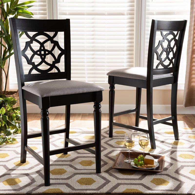 Baxton Studio Set of 2 Arden Upholstered Wood Counter Height Barstools: Espresso Finish, Polyurethane