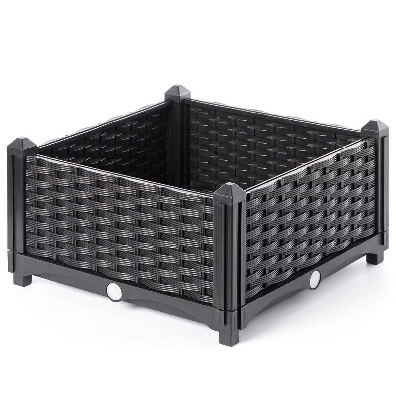 Black Rattan Raised Garden Bed Planter Box