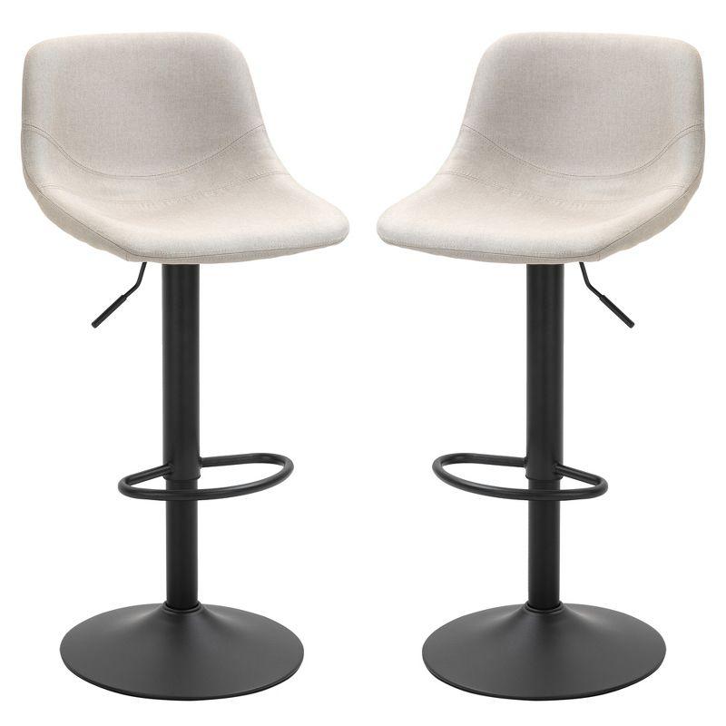 HOMCOM Adjustable Bar Stools Set of 2, Swivel Bar Height Chairs Barstools Padded with Back for Kitchen, Counter, and Home Bar