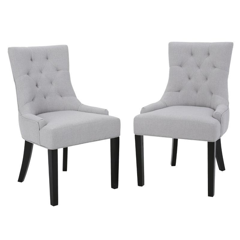 Christopher Knight Home Maggie Contemporary Tufted Armless Dining Chairs (Set of 2), Light Gray/Fabric