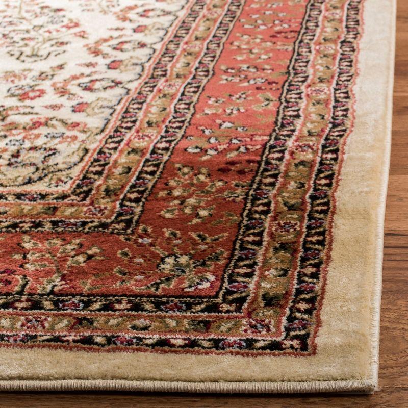 Ivory and Rust Floral Synthetic Rectangular Area Rug