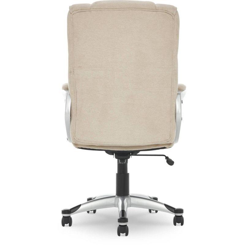 Fawn Tan High-Back Swivel Executive Office Chair with Metal Base