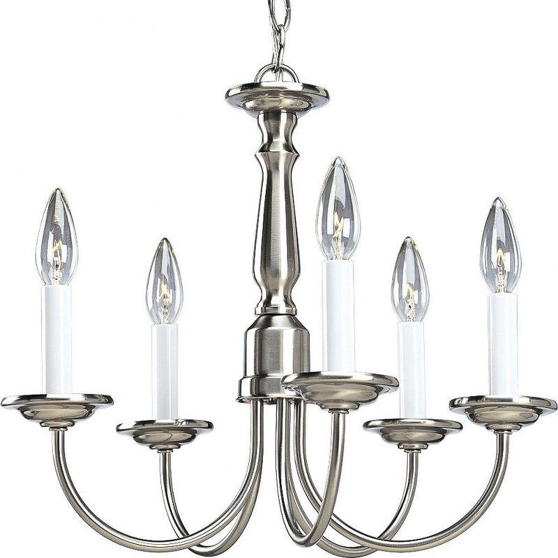 Progress Lighting Trinity 5-Light Chandelier, Brushed Nickel, White Candle Covers