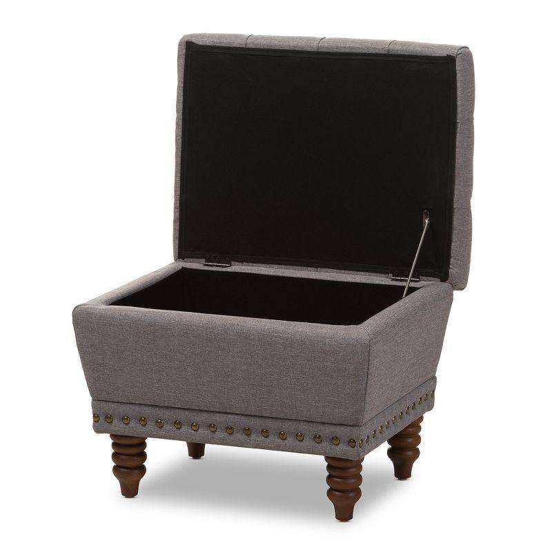 Annabelle Modern and Contemporary Wood Finish with Fabric Upholstered Button - Tufted Storage Ottoman - Baxton Studio