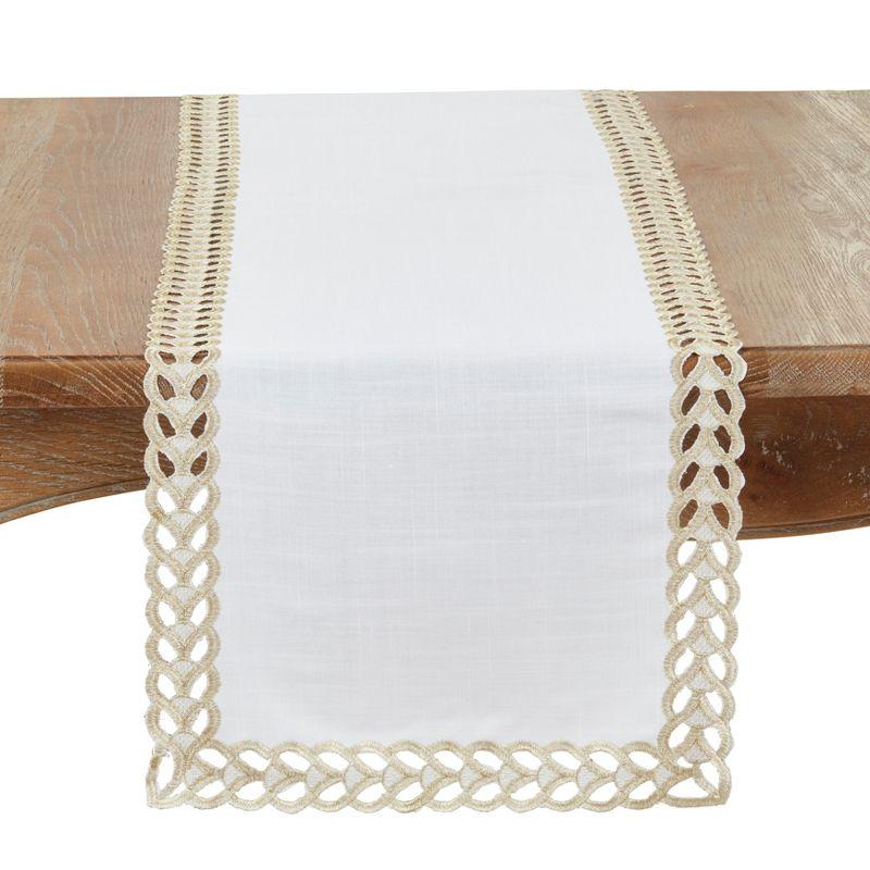 Gold Braided Bliss Border Polyester Table Runner, 16"x72"