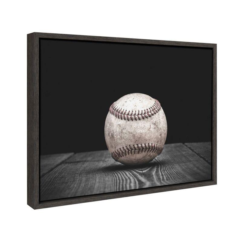 18" x 24" Sylvie Baseball Framed Canvas by Shawn St. Peter Gray - DesignOvation: Sports Decor, Vintage Style